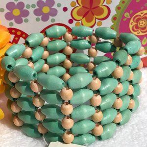 Boho Wood Bead Tribal Ethnic Stretch Bracelet